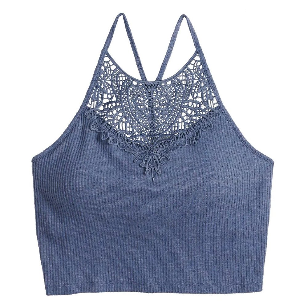 🌸Mudd® Crocheted High Neck Tank Top